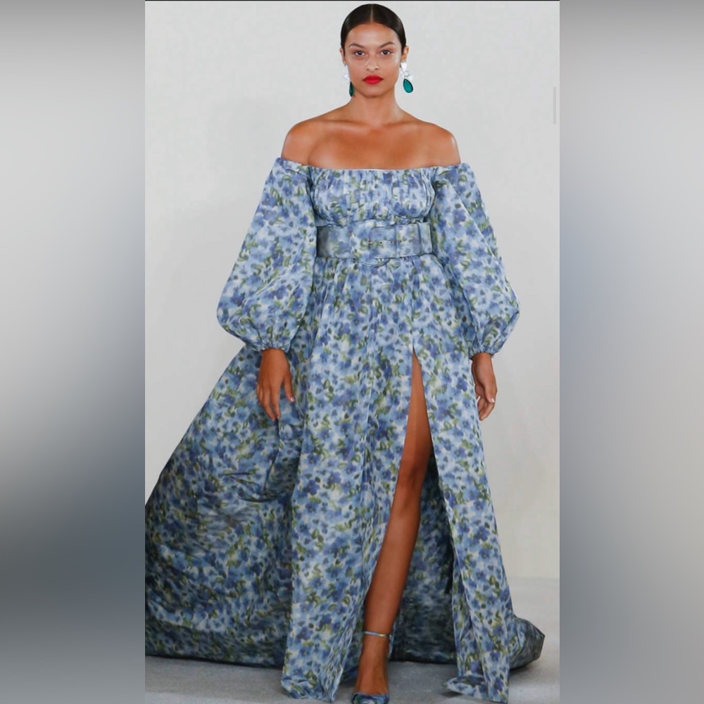 Carolina Herrera Blue Anemone Floral Gown, size 6